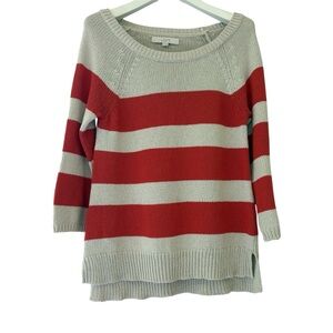 NWT - LOFT Orange & Tan 3/4 Sleeve Knit Sweater - Size Medium